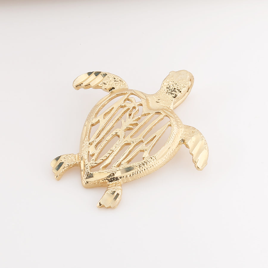 14K Solid Yellow Gold See Through Turtle Pendant(S) (Chain Sold Separately)