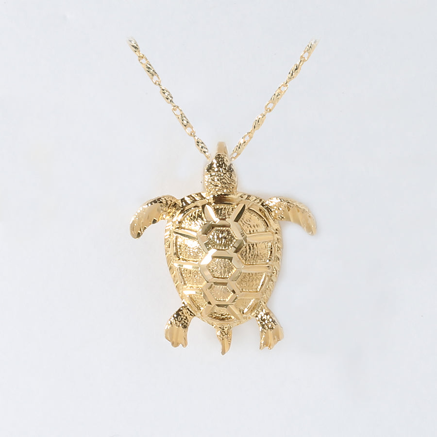 14K Solid Yellow Gold Turtle Pendant (Chain Sold Separately)