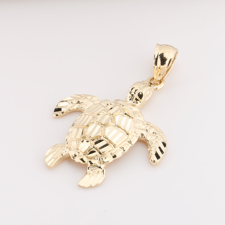 14K Solid Yellow Gold Turtle Pendant (Chain Sold Separately)