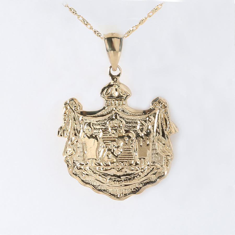 14K Solid Yellow Gold Coat of Arms Pendant (Chain Sold Separately)