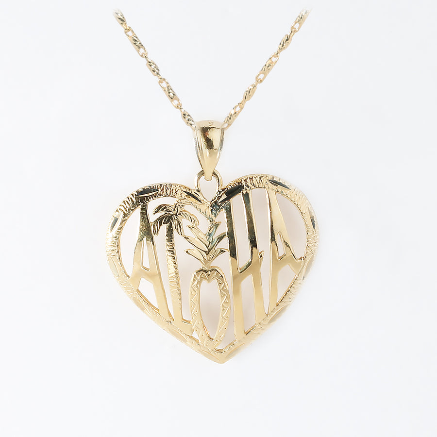 14K Solid Yellow Gold See Through Heart Pendant(L) (Chain Sold Separately)