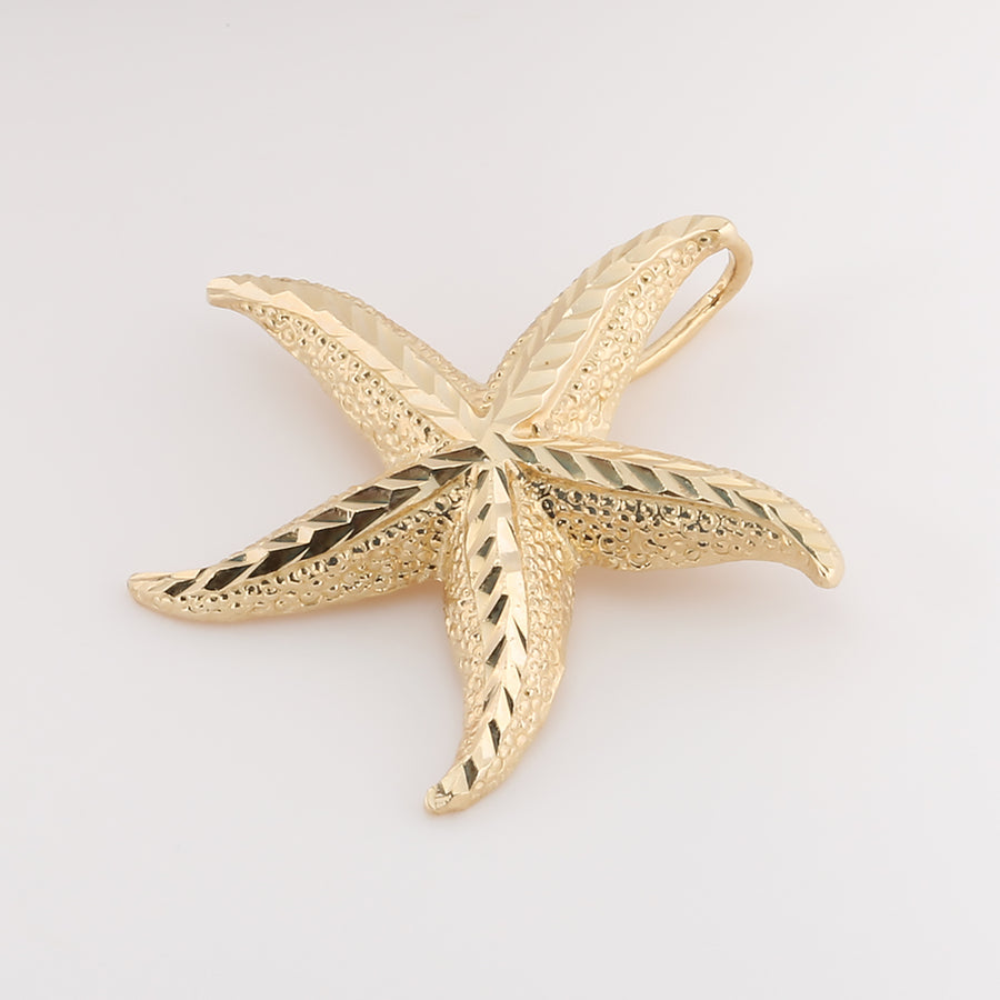 14K Solid Yellow Gold Starfish Pendant (Chain Sold Separately)
