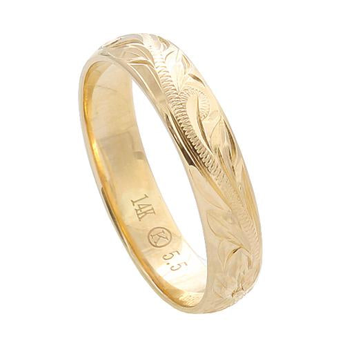 Hawaiian Jewelry 14K Yellow Gold 4mm King Scrolling Ring