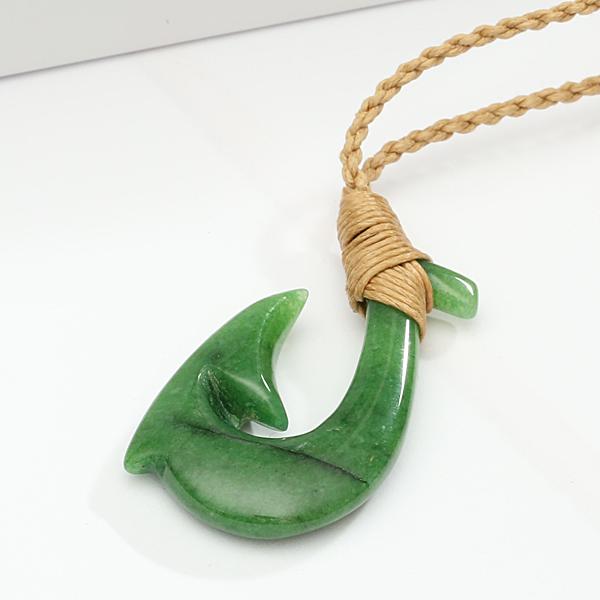 Clasic Style Jade Fish Hook Necklace 23x45mm