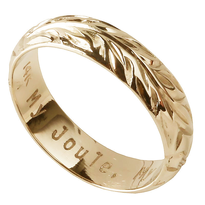 14K Gold Custom-Made Plumeria Maile Leaf Ring (Thickness
