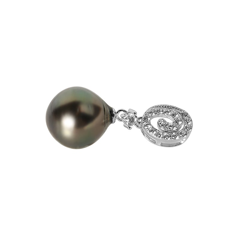 Tahitian Cultured Pearl in Sterling Silver with CZ Setting Pendant 11-12mm (Chain Sold Separately)