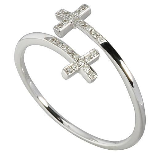 0.06 ct. t.w.  Diamond Ring in Solid 14K white Gold Cross - Hanalei Jeweler