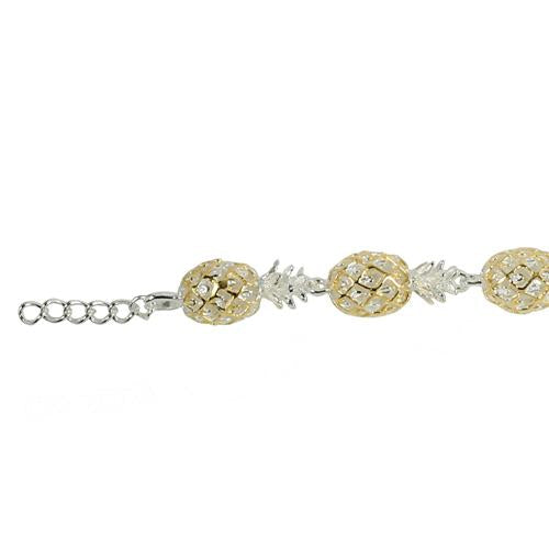 Sterling Silver Two-Tone Yellow Gold Plated Pineapple Bracelet