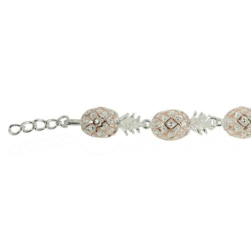 Sterling Silver Two-Tone Pink Gold Plated Pineapple Bracelet