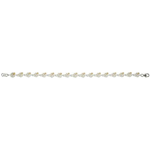 Sterling Silver Two-Tone Yellow Gold Plated 6mm Hibiscus Bracelet