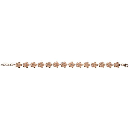 Sterling Silver Pink Gold Plated 10mm Plumeria with CZ Bracelet