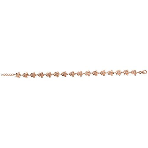 Sterling Silver Pink Gold Plated 8mm Plumeria with CZ Prong Bracelet