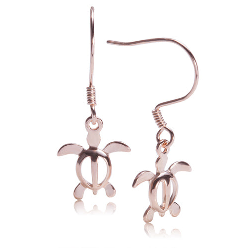 Sterling Silver Rose Gold Plated Tinny Honu Hook Earring