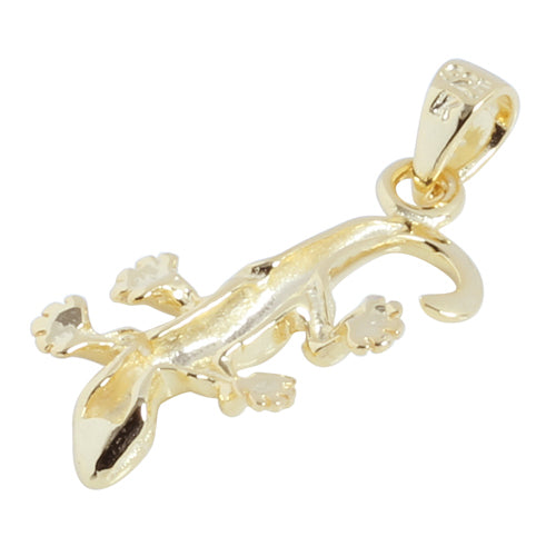 Sterling Silver Yellow Gold Plated Gecko Pendant