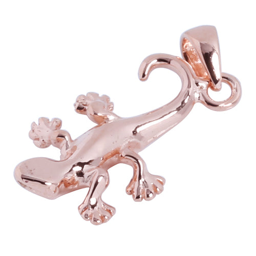 Pink Gold Plated Sterling Silver Gecko Pendant