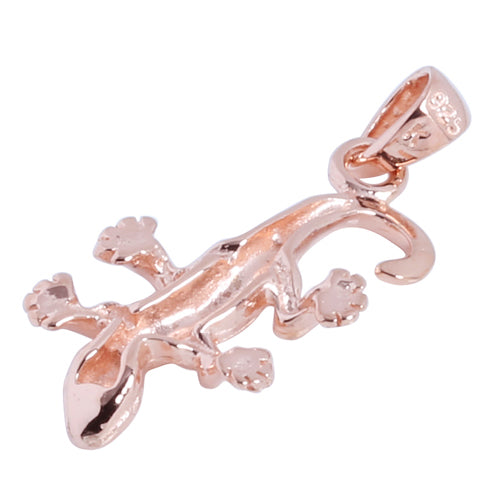 Pink Gold Plated Sterling Silver Gecko Pendant