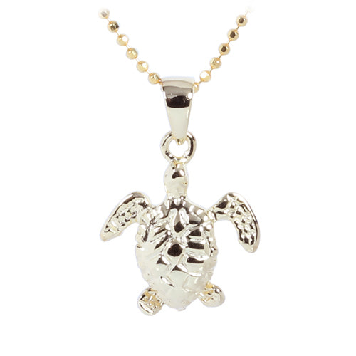 Yellow Gold Plated Sterling Silver Small Turtle Pendant