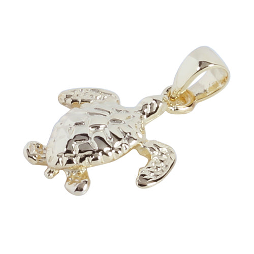 Yellow Gold Plated Sterling Silver Small Turtle Pendant