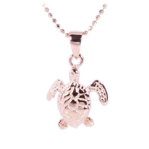 Pink Gold Plated Sterling Silver Small Turtle Pendant