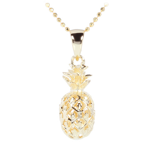 Yellow Gold Plated Sterling Silver Pineapple Pendant (L)