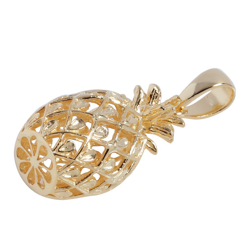Yellow Gold Plated Sterling Silver Pineapple Pendant (L)