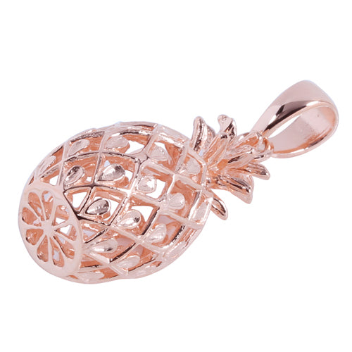 Pink Gold Plated Sterling Silver Pineapple Pendant (L)