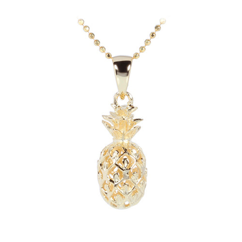 Yellow Gold Plated Sterling Silver Pineapple Pendant (M)