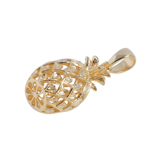 Yellow Gold Plated Sterling Silver Pineapple Pendant (M)
