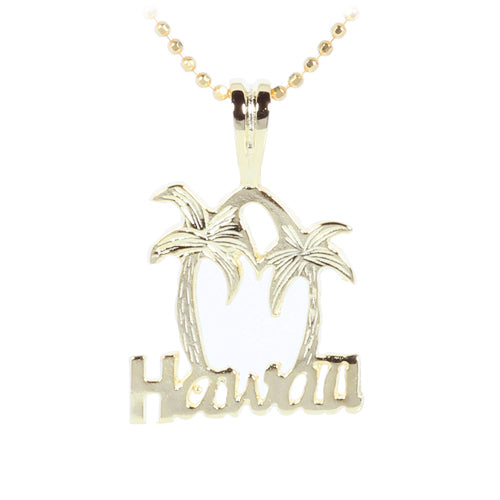 Yellow Gold Plated Sterling Silver HAWAII Palm Tree Pendant