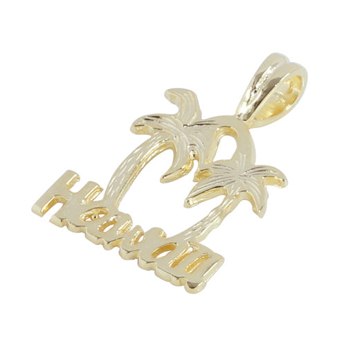 Yellow Gold Plated Sterling Silver HAWAII Palm Tree Pendant