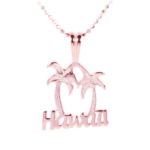 Pink Gold Plated Sterling Silver HAWAII Palm Tree Pendant