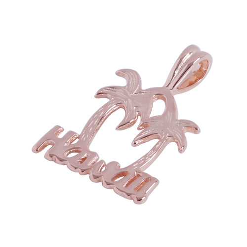 Pink Gold Plated Sterling Silver HAWAII Palm Tree Pendant