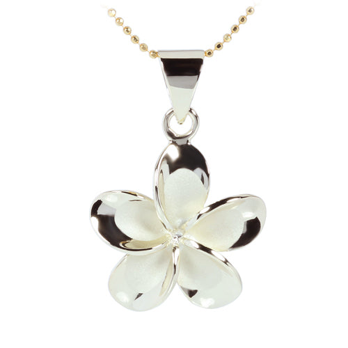 Yellow Gold Plated Sterling Silver 20mm Plumeria Pendant no CZ