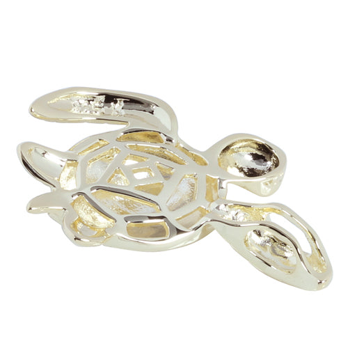 Yellow Gold Plated Sterling Silver Leg-Up Turtle Pendant