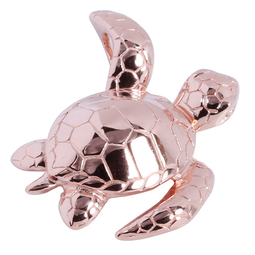 Pink Gold Plated Sterling Silver Leg-Up Turtle Pendant