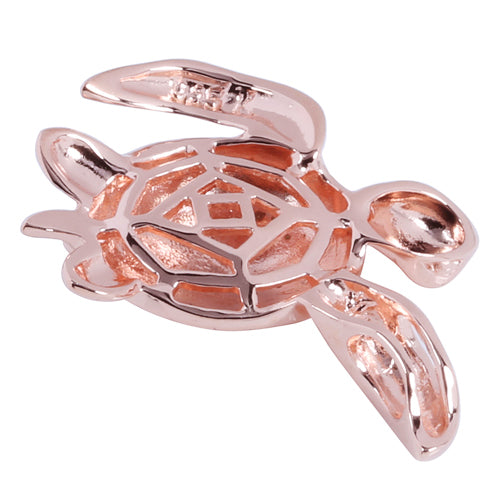 Pink Gold Plated Sterling Silver Leg-Up Turtle Pendant