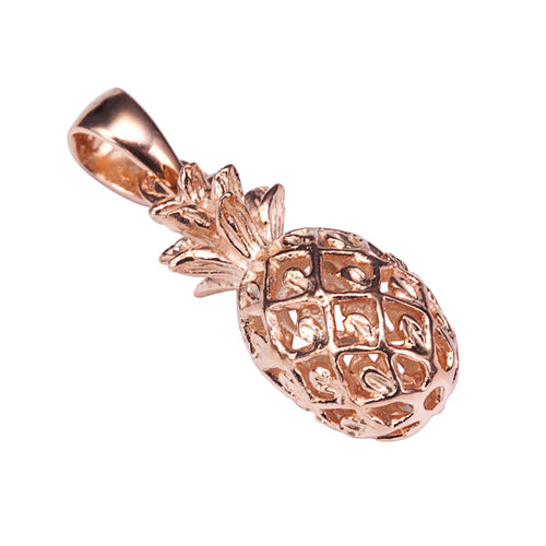 Pink Gold Plated Sterling Silver Pinapple Pendant(Chain Sold Separately)