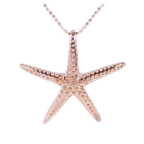 Pink Gold Plated Sterling Silver Starfish Pendant(L)