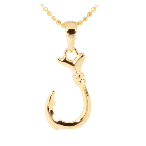 Yellow Gold Plated Sterling Silver Small Fish Hook Pendant