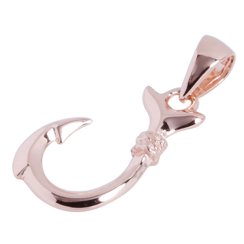 Pink Gold Plated Sterling Silver Small Fish Hook Pendant