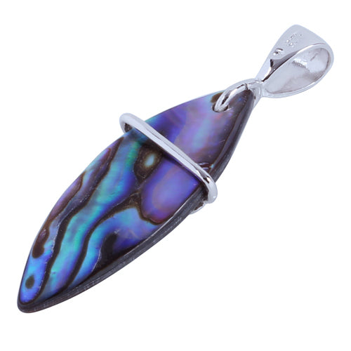 Sterling Silver Abalone Surfboard w/Plumeria Pendant
