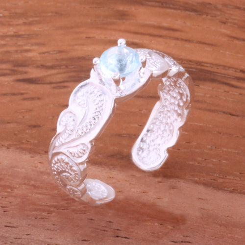 Hawaiian Scroll with Clear Round CZ Cut Out Edge Toe Ring