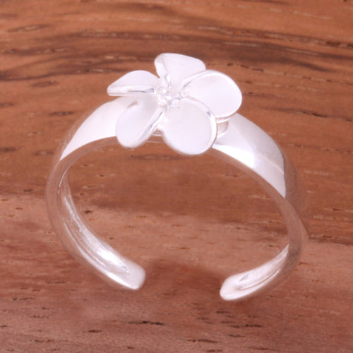 8mm Plumeria with Clear CZ Toe Ring
