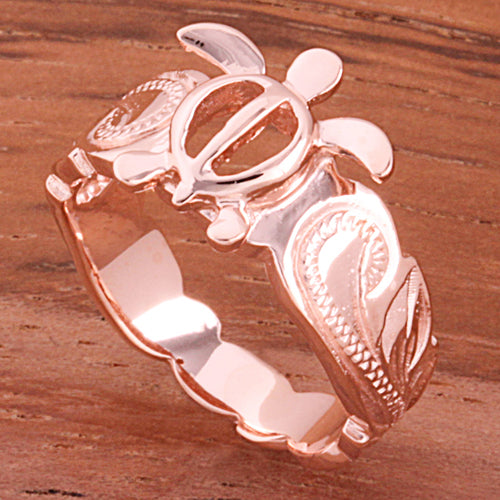 Hawaiian Scroll Pink Gold Plated Honu Cut Out Edge Toe Ring