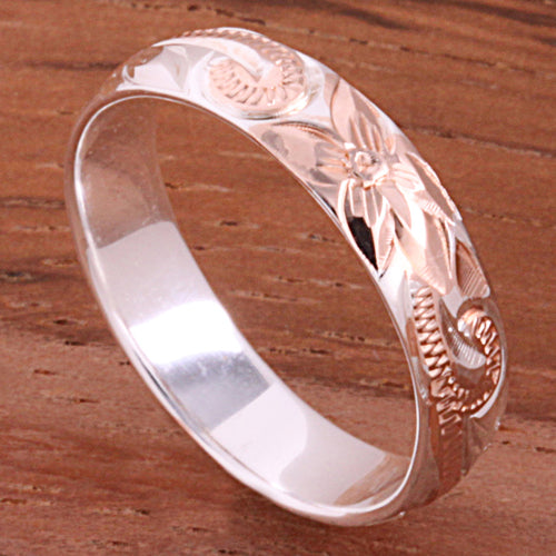4mm Hawaiian Scroll Two Tone Pink Gold Plated Smooth Edge Toe Ring