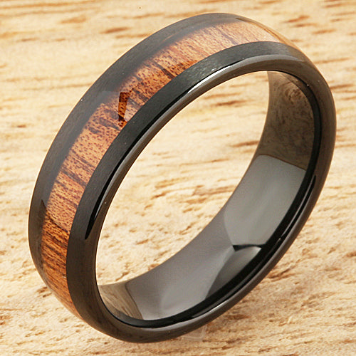 Hawaiian Koa Wood Ring | Wedding Band | Titanium & Koa | Best Koa Wood Guaranteed 6mm / 8.5 / Titanium & Koa