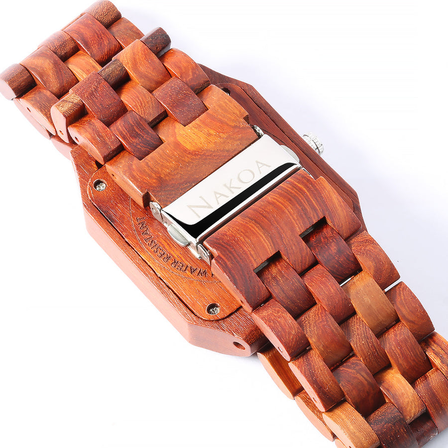Handcrafted Wooden Watch Square Red