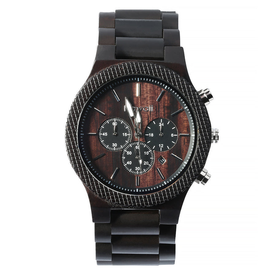 Handcrafted Wooden Watch Chronograph Blk