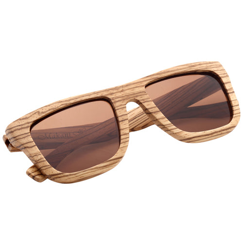 Classic Style Zebrawood Sunglasses  UV 400 Protection Lens Rectangle Frame Flat